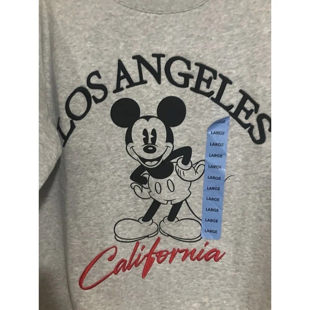 Mickey Mouse California Crewneck Sweatshirt | Grey Comfy Disney Pullover XS & L